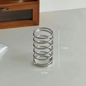 Simple Creative Spring Shape Stainless Steel Toothbrush Storage Rack Makeup Brush Storage Tube Office Desktop Decoration