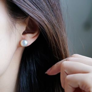 Montagne Jewelry 18k Pure Gold Earring for women Elegant Design Fine Jewellery Natural 9-10mm Mabe Pearl Earrings Stud Earring