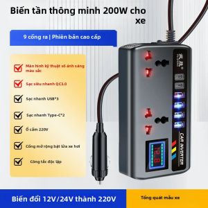 Bộ Chuyển Đổi Điện Ô Tô Di Động 12V/24V Sang Ổ Cắm 220V Với 3 Cổng USB Sạc Nhanh Bộ Sạc Ô Tô Cho Xe Hơi Xe Tải SUV RV
