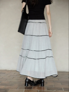 seemon | Elegant Long A-line Pleated Midi Skirt
