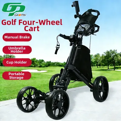 GP | Foldable Golf Trolley with Brake Umbrella and Bottle Holder