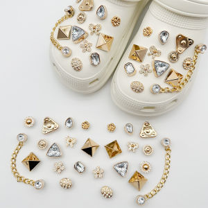 26 cái/bộ Phong Cách Sang Trọng Crocs Jibbitz pha lê charm Kim Cương khóa giày Hợp Kim Giày Chuỗi Có Thể Tháo Rời Giày hoa trang trí Cho Crocs