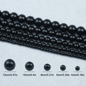 Black White Color Natural Stone Glass Round Loose Beads for Jewelry Braceclet Necklace Earring DIY Accessories 4 6 8 10 12mm 15"