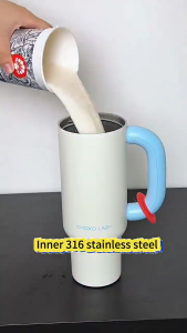 304 Stainless Steel Straw Insulated Cup 40oz Thick Handle Leakproof Tumbler Large Capacity Tumbler Mug with Handle吸管保温杯