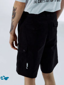 G-Home Mens Casual Workwear Shorts Black Five-Quarter Length Commuter Style Summer Fashion Straight Leg Polyester Fiber