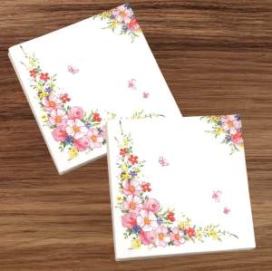Party Dinner Napkin Serviette Disposable Paper Tissue - Colour Floral Flower Butterfly Print [NSP100]