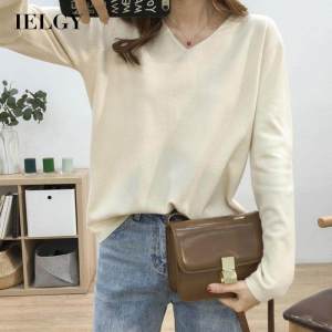 IELGY Quần Áo Nữ  Áo Dệt Kim Rộng Cổ Chữ V Dáng Rộng Màu Trơn Mặc Hàng Ngày