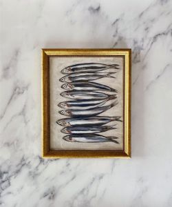 SARDINES Wall Art Print Unframed Canvas Printed Oil Painting Still Life Sardine Poster French Kitchen Restaurant Fish Decor