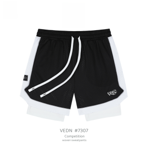 VEIDOORN Shorts Competition Fake Two-Piece Basketball Shorts Xia Mei Style Trendy Training Short-Length Pants Mens Running Mesh Sports Pants