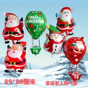 New Christmas Santa Claus Hot Air Balloon Floating in the Air Cute 3D Stall Snowman Floating Air Balloon Christmas Decoration