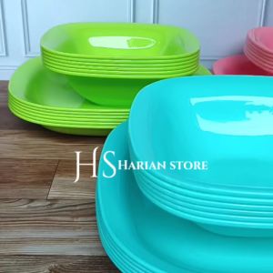 SET ISI 12 PCS PIRING CAMPUR MANGKUK DOP PERSEGI HARMONIS TEBAL DAN PALING LARIS