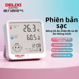 DELIXI Electric | Máy Đo Nhiệt Độ và Độ Ẩm Thông Minh Kết Nối WiFi Sạc Lại Được