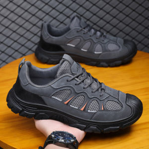 Mens Outdoor Sports Casual Hiking Shoes Spring Summer Breathable Anti-slip Middle-aged Dad Shoes Labor Protection Mesh Upper