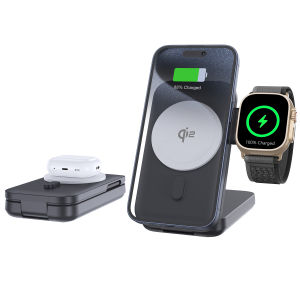 Wireless Charger Qi2 Magnetic Folding Power Bank 3 In 1 Charging Station