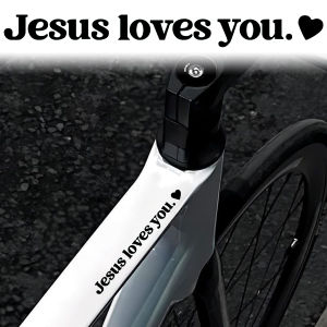 1 Pair Jesus Loves You Text Bike E-Bike Frame Stickers Bicycle Body Road MTB Bikes Tube Front Fork Moto Vinyl Decals Accessories