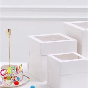 2/4/6 Chiếc Hình Vuông Màu Trắng Dùng Một Lần Có Thể Gập Lại Hộp Bánh Đa Năng Bao Bì Hộp Giấy Cho Tiệc Sinh Nhật Tự Làm Hộp Đựng Thực Phẩm