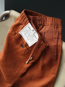 Retro Japanese Style Mens Short Pants Breathable Comfortable Linen Pure Color Five-Quarter Length Casual Summer Fashion