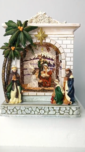D&D #8008 / #8007 Light-up Holy Family Nativity Glitter Lantern with Sound and Music