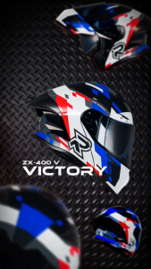 RYZEN HELMET ZX400V V2 XV VICTORY MODULAR DUAL VISOR WITH AGGRESSIVE SPOILER (clear lens only)