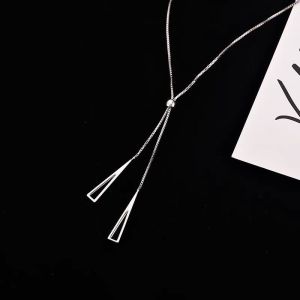 Fashion Gold Triangle Pendant Necklace Stainless Steel Simple Boho Minimalist Jewelry for Women