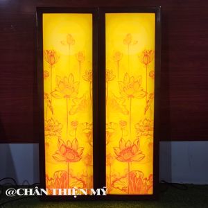 Đèn Hào Quang In Tranh Trúc Chỉ Hoa Sen Bộ Đôi Trang Trí Bàn Thờ Gia Tiên Phòng Thờ Treo Tường TC-TD-09