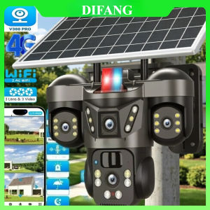 V380 Pro Wireless Solar Security Camera Triple Screen 10X Zoom 4G Sim Card Solar CCTV Long Battery Wireless Solar WiFi IP Cam