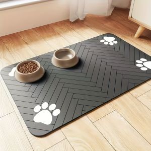 VIKAMA Washable Pet Feeding Mat Non-slip Silicone Diatomaceous Earth Absorbent Mat Quick Drying for Cats and Dogs mat