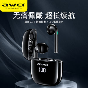 Awei T28P Bluetooth Wireless Earphones Comfortable Semi-In-Ear Long-Lasting Standby with Digital Display for Huawei Xiaomi
