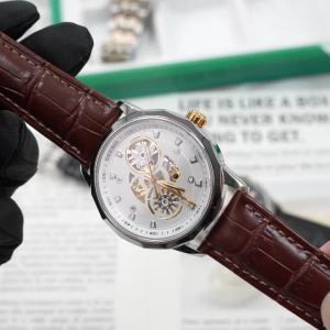 Deesio Automatic Mechanical Watch for Men Leather Strap Luminous Skeleton 316L Stainless Steel Case Water Proof Gift for Men