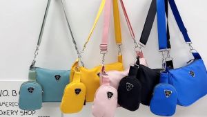 Mr. Classy Deborah Shoulder Bag for Women Tote Bag Simple Texture Nylon Messenger bag with Pouch