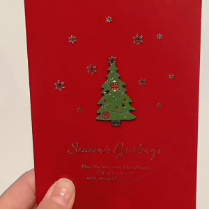 3D Embossed Christmas Greeting Card Gold Foil Xmas Holiday Card with Envelope Gift Cards for Party Present