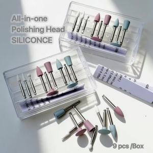 9 PCS/Box Silicone Grinding Head Finishing Set White Sandstone Grinding Head Abrasive Tool for Efficient Resin Polishing