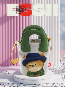 Túi Xách Vải Canvas Hình Con Mèo Hoạt Hình Thời Trang Túi Đeo Chéo Một Bên Vai Túi Đeo Chéo Hình Bốt Túi Đeo Vai Mềm