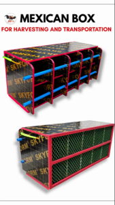 Mexican Box for Harvesting and Transportation with Grid Panels and Blue Handles for Gamefowl Derby
