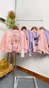 Áo nỉ bé gái cổ tròn tặng túi 4-10 tuổi hình kuromi và thỏ chất liệu cao cấp kiểu dáng thời trang