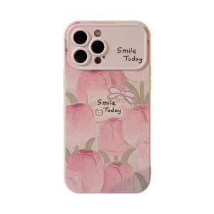 Pink Tulip Flowers IPhone 15 15plus 15pro 15promax 14 14plus 14pro 14promax 13Pro/12Promax Phone Case for 11 11 Pro 11 Pro Max X Xs Xr Xs Max 7 8 Plus Soft Shell