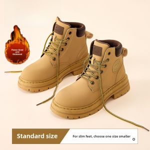 Womens Retro Workwear Martin Boots Spring 2025 Casual Outdoor Short Hiking Shoes Yellow Color Synthetic Leather Upgraded Version