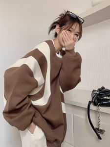 Womens round Neck Sweatshirt 2023 New Fashion Thickened Oversized Mid-Length Cover-Ass Backless Spring Autumn Winter Cotton Inner