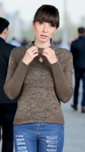 Sweater Rajut Casual Panjang Wanita - Coklat Tua