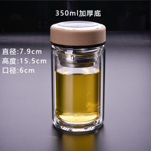 Single-Layer Glass Big Belly Tea Cup Thick and Portable with Cover Office Leak-Proof Filter Men and Women Water Cup Large Capacity