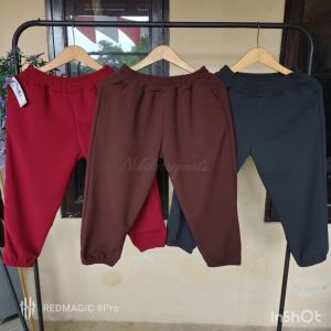 COD✔️JOGGER 7/8 Crepe Edisi Melar Nyaman Saku Ada BB 48-70kg L-XXL Celana Sebetis Di Atas Pergelangan