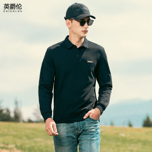 เสื้อยืดคอโปโลแขนยาวผ้าฝ้ายลิ่มคุณภาพสูงสำหรับผู้ชาย Enjeolon ทรงหลวม ทรงปกติ สำหรับใส่ไปทำงานในฤดูใบไม้ร่วงและฤดูหนาว