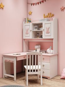 Desk Childrens Study Desk Small Apartment Girl Princess Corner Computer Desk 1 M Corner 1.2 M Furniture with Bookshelf