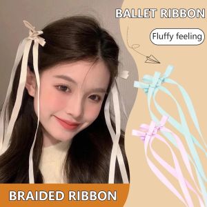 2Pcs Y2k Large Velvet Bow Hair Clip Trend Long Ribbon Hairpin Barrettes Headband for Women Girls Hair Accessories