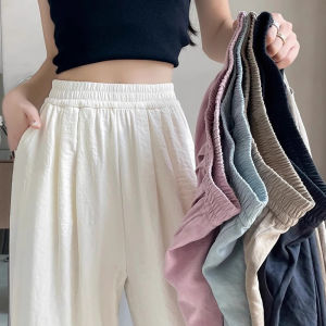 Quần Ống Đứng Rộng Rãi Cạp Cao Cho Nữ Mùa Xuân Hè Phong Cách Đường Phố Quần Ống Rộng Thoải Mái Thoải Mái