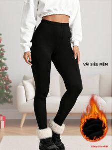 Quần Legging Giữ Nhiệt Lót Lông Cừu Nữ Cạp Thấp Kiểu Thể Thao Dài Đến Mắt Cá Chân Thích Hợp Cho Yoga Chạy Bộ Hoạt Động Mùa Đông Chất Liệu Polyester Elastane Siêu Mềm