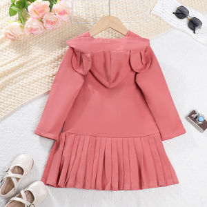 Bear Leader ฤดูใบไม้ร่วงใหม่ชุดเดรสผ้าเดนิมสําหรับเด็กหญิงปกชุดเดรสเด็กผู้หญิงสีทึบสไตล์เกาหลีแขนยาวเสื้อผ้าทารกเด็กชุดเดรสเด็กผู้หญิง