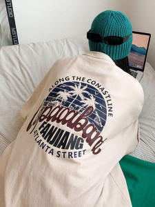 Pure Cotton Boys T-shirts Mens Summer American Fashion Brand West Coast Heavy Weight Short Sleeve Oversize Couple Half Sleeve Tops