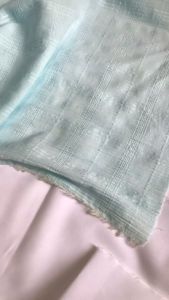 Vải Đũi Gân Cotton 100% Xanh Nhạt Khổ 1m4 - Thâm Kim Nhẹ - Chất Mềm Đàn Hồi Nhẹ - May Đồ Trẻ Em