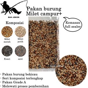 Milet campur+ untuk pakan burung Lovebird Parkit Kenari Perkutut Finch kualitas vita gacor (1kg)